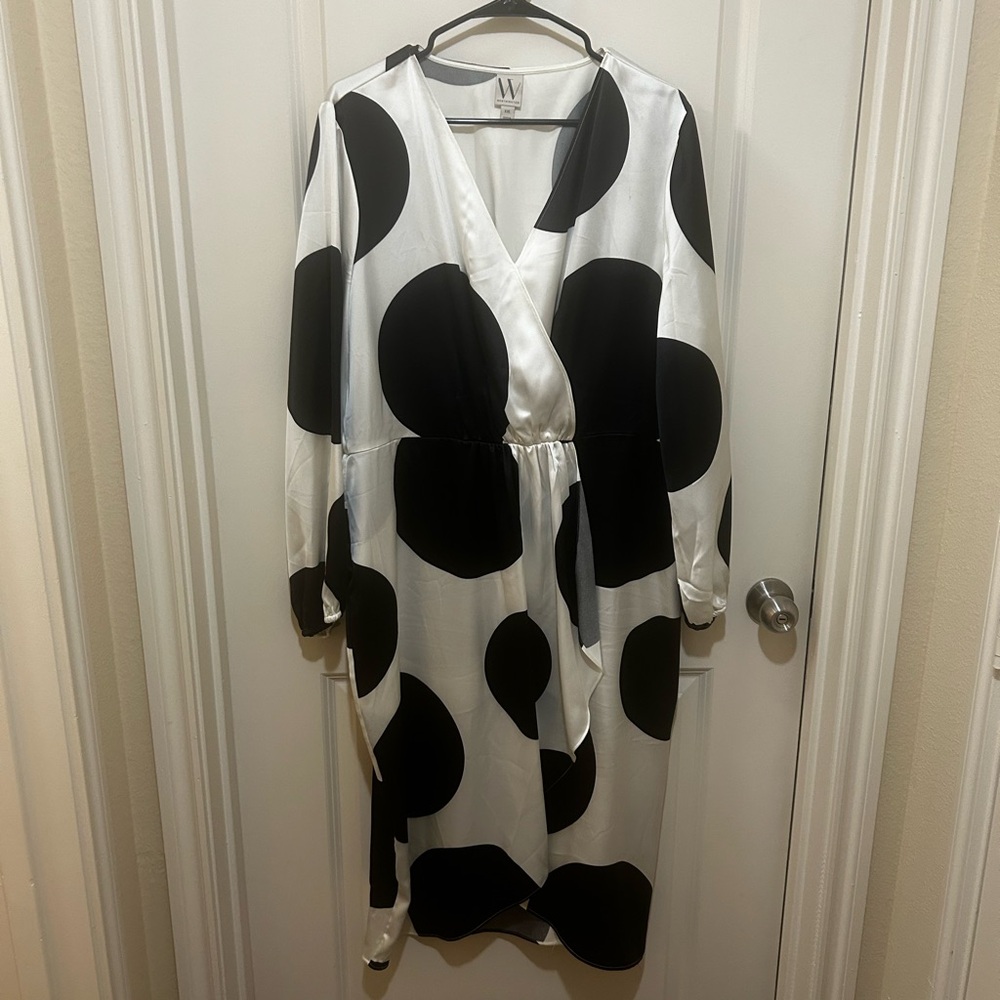 Black and white double asymmetrical dress